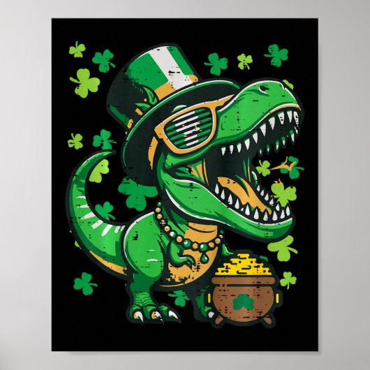 Kinder St. Patrick's Day Dinosaur Saint Pattys Tre Poster (Vorne)