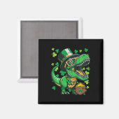 Kinder St. Patricks Day Dinosaur Saint Pattys Trex Magnet (Vorderseite/Rückseite)