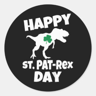 Kinder St. Patricks Day Dinosaurier T-Rex Lustiger Runder Aufkleber