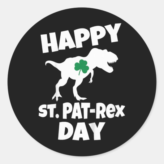 Kinder St. Patricks Day Dinosaurier T-Rex Lustiger Runder Aufkleber (Vorderseite)