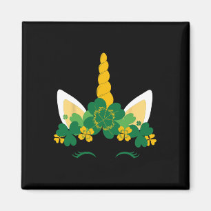 Kinder St. Patricks Day Einhorn Gesicht Shamrock P Magnet