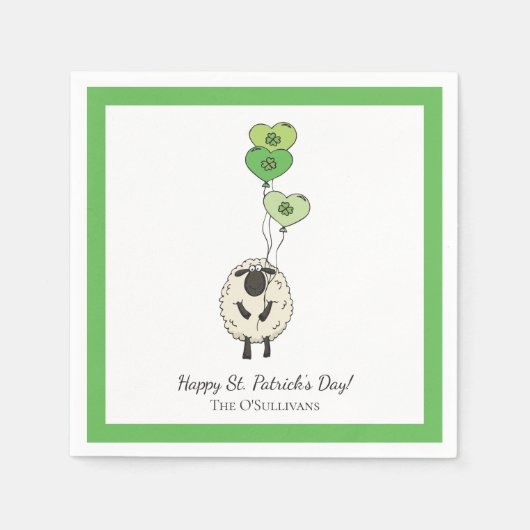 Kinder St. Patrick's Day Schafe & Kleeblatt Serviette (Vorderseite)