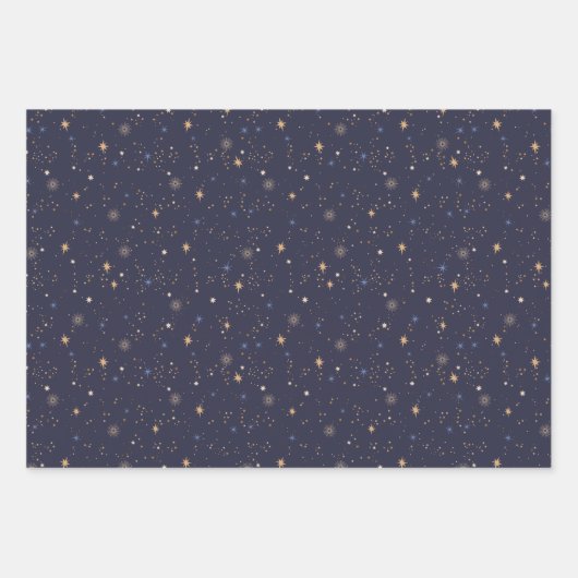 Kinder Starry Night Sky Stars im Weltraum Multicol Geschenkpapier Set (Vorderseite)