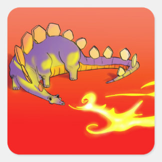 Kinder Stegosaurus Atemfeuer von Alberto Rios Quadratischer Aufkleber
