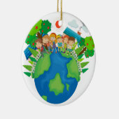 Kinder stehend um die Welt Keramikornament (Rechts)