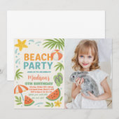 Kinder Strand Geburtstag Einladung & Dekoration (Vorne/Hinten)