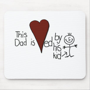 Kinder Strichmännchen Herz Vater Mousepad