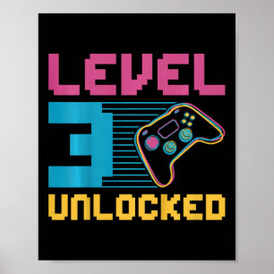 Kinder Stufe 3 Entsperrtes Gaming Geburtstag Poster