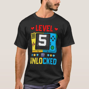Kinder Stufe 5 Entsperrt 5. Geburtstag Gaming Phan T-Shirt