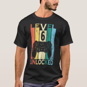 Kinder Stufe 6 Unverriegelter Retro Video Gamer 6. T-Shirt