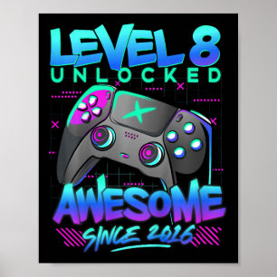 Kinder Stufe 8 unverschlossen 8 Jahre Junge Geburt Poster