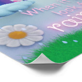 Kinder suchen bei Regenfällen nach Regenbogen, Acr Poster (Ecke)