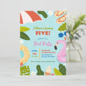 Kinder Summer Birthday Pool Party Einladung (Stehend Vorderseite)