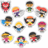 Kinder Superhelden & Supervillains Aufkleber (Vorderseite)