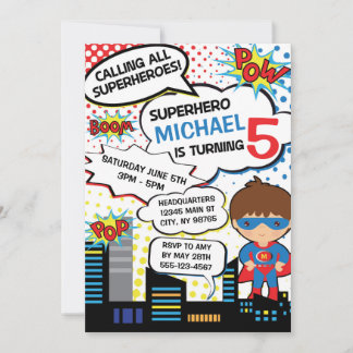 Kinder Superhero Geburtstagsparty Einladung Boy He