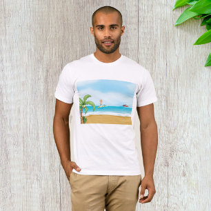 Kinder surfen auf einem tropischen Strand, Spaß im T-Shirt