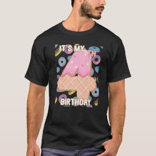Kinder Süße Donut Es ist mein 4. Geburtstag 4 Jahr T-Shirt