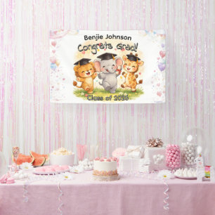 Kinder Süßer Safari Abschlussbanner mit Namen Banner