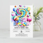 Kinder Sweet Chocolate Birthday Einladung (Stehend Vorderseite)