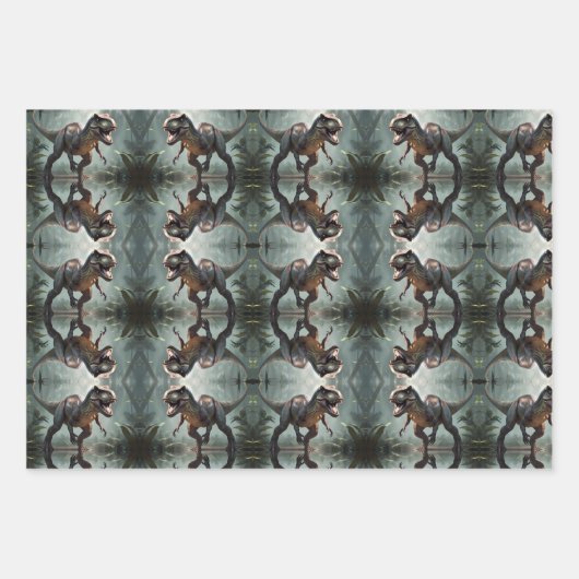 Kinder T-Rex, die durch Dschungel laufen Geschenkpapier Set (Vorderseite 2)