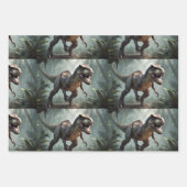 Kinder T-Rex, die durch Dschungel laufen Geschenkpapier Set (Vorderseite)