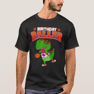 Kinder T rex Dinosaur Geburtstag Baller Basketball T-Shirt