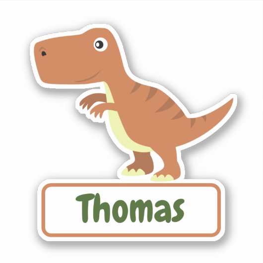 Kinder T-Rex Dinosaur Individuelle Name Label (Vorderseite)