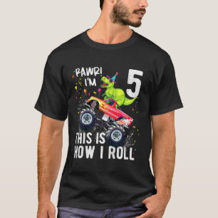 Kinder T Rex Dinosaur Monster Truck 5. Geburtstag T-Shirt