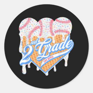 Kinder T-Shirt 2. Klasse Zurück zur Schule Basebal Runder Aufkleber