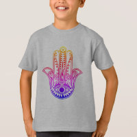 Kinder T - Shirt mit Neonin Hamsa Hand mit bösen A