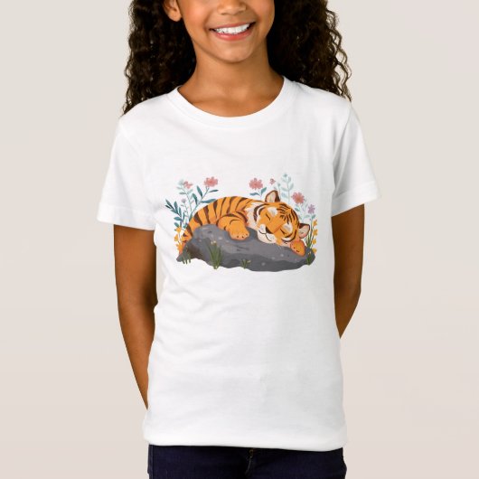Kinder T - Shirt Niedlich Schlafen Tiger (Vorderseite)