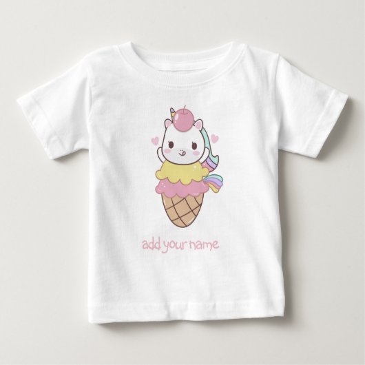 KINDER T - SHIRT: UNICORN + ICE-CREAM CONE BABY T-SHIRT (Vorderseite)