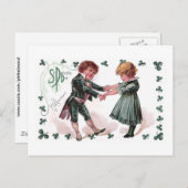 Kinder tanzen am St. Patrick's Day Postkarte (Vorne/Hinten)