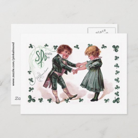 Kinder tanzen am St. Patrick's Day Postkarte (Vorne/Hinten)