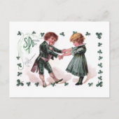 Kinder tanzen am St. Patrick's Day Postkarte (Vorderseite)
