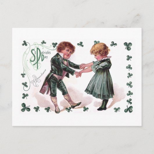 Kinder tanzen am St. Patrick's Day Postkarte (Vorderseite)