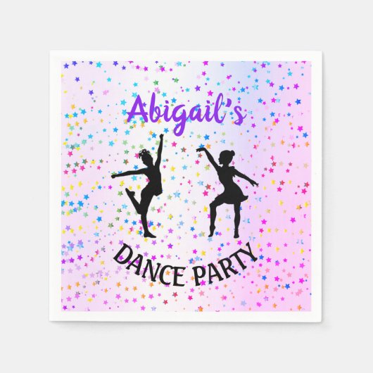 Kinder tanzen Farbtöne und Sterne überall im Party Serviette (Vorderseite)