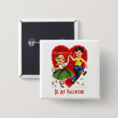 Kinder tanzen Retro Valentine Button (Vorne & Hinten)