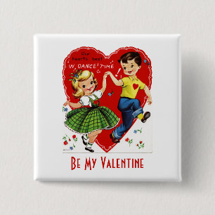 Kinder tanzen Retro Valentine Button