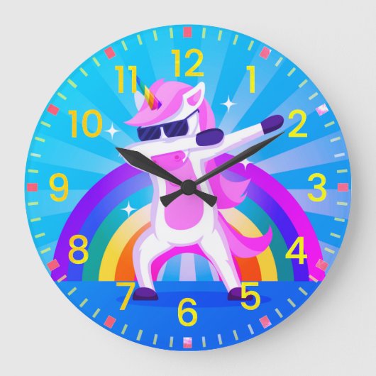 Kinder ・ Tanzunikorn ・ Wall Clock Große Wanduhr (Vorderseite)