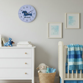 Kinder-Teckel-Wanduhr Blaue Wiener Dogge-Nursery Große Wanduhr