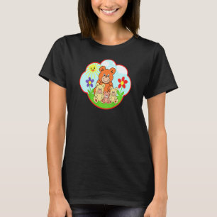 Kinder Teddybär im Sommer Sonnenwolken Blume 1 T-Shirt