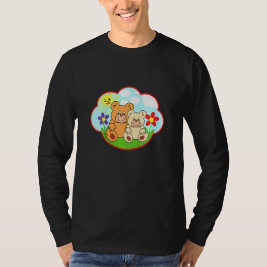 Kinder Teddybär im Sommer Sonnenwolken Blume 3 T-Shirt (Vorderseite)