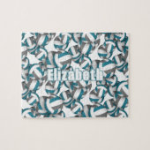 Kinder Teenager aquamarine, graue Volleyballfarben Puzzle (Horizontal)