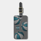 Kinder Teenager aquamarinen graue Basketballfarben Gepäckanhänger (Vorderseite vertikal)