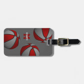 Kinder Teenager rot graue Basketball Team Farben T Gepäckanhänger (Vorderseite horizontal)