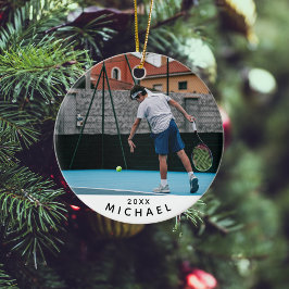 Kinder Tennis Player Foto Name & Jahr Sport Keramik Ornament