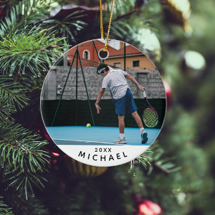 Kinder Tennis Player Foto Name & Jahr Sport Keramik Ornament