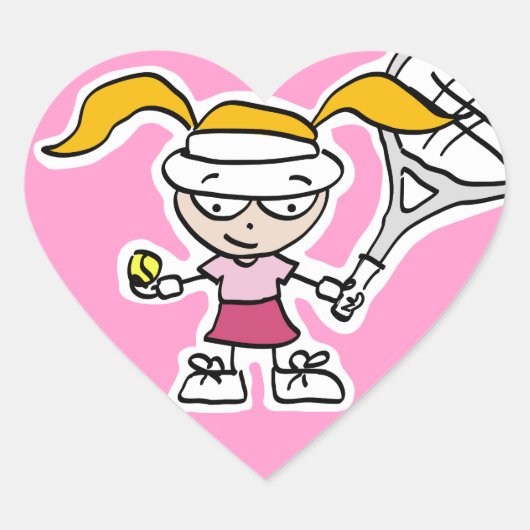 Kinder Tennisaufkleber mit niedlichem Cartoon Herz-Aufkleber (Vorderseite)