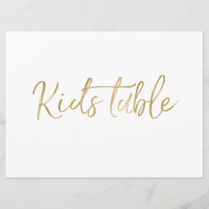 "Kinder-Tisch" Hochzeitsschild Stylisch in Gold Einladung